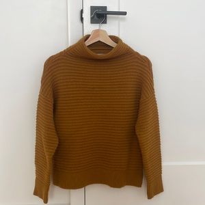 Madewell cowl neck sweater. Warm mustard color.